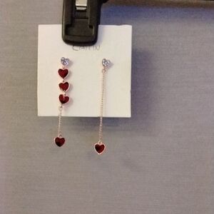 Elegant Red Heart Drop Earrings